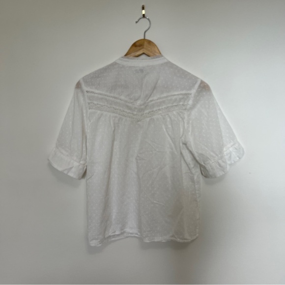Faherty White Eyelet Embroidered Rhoda Top Blouse Lace Ruffle Size Small - Picture 6 of 7